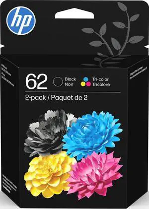 62 Black/Tri-Color Ink Cartridges (2-Pack) | Works with Envy 5540, 5640, 5660, 7640, OfficeJet 5740, 8040, Mobile 200, 250 | N9H64FN | Packaging May Vary 62 Black/Tri-Color Ink Cartridges (2-Pack) | Works with Envy 5540, 5640, 5660, 7640, OfficeJet 5740, 8040, Mobile 200, 250 | N9H64FN | Packaging May Vary