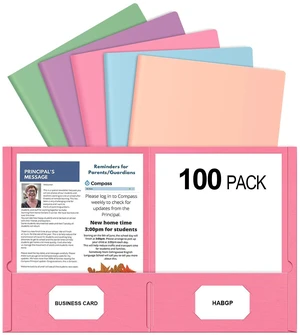 Two Pocket Folders, 100 Pack, Pastel File Folders with Pockets, 5 Colors 2 Pocket Folders, Fit Letter Size Paper, Paper Folders, for School Office, Home, Business, Assorted Colors Two Pocket Folders, 100 Pack, Pastel File Folders with Pockets, 5 Colors 2 Pocket Folders, Fit Letter Size Paper, Paper Folders, for School Office, Home, Business, Assorted Colors