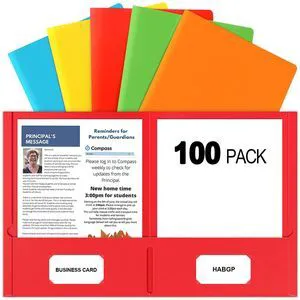 2 Pocket Folders, 100 Pack, Paper File Folders with Pockets, 5 Colors Two Pocket Folders, Fit Letter Size Paper, Colored, for School, Office, Home, Business 2 Pocket Folders, 100 Pack, Paper File Folders with Pockets, 5 Colors Two Pocket Folders, Fit Letter Size Paper, Colored, for School, Office, Home, Business