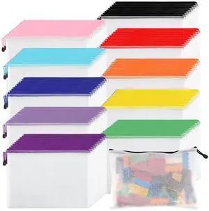 100pcs Mesh Zipper Pouch, A4 Size, 10 Colors Zipper Bags for Organizing Storage, Waterproof Puzzle Bag, Zipper File Bags for Board Games and School Office Supplies 100pcs Mesh Zipper Pouch, A4 Size, 10 Colors Zipper Bags for Organizing Storage, Waterproof Puzzle Bag, Zipper File Bags for Board Games and School Office Supplies
