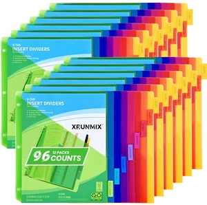 8-Tab Binder Dividers - Index Pockets Divider for 3 Ring Binders, 3-Hole Plastics Sheets Protectors for US Letter Size in 0.5'', 1'', 2'', 3 inch Binders, 8 Colors (XY004) (12 Packs) 8-Tab Binder Dividers - Index Pockets Divider for 3 Ring Binders, 3-Hole Plastics Sheets Protectors for US Letter Size in 0.5'', 1'', 2'', 3 inch Binders, 8 Colors (XY004) (12 Packs)