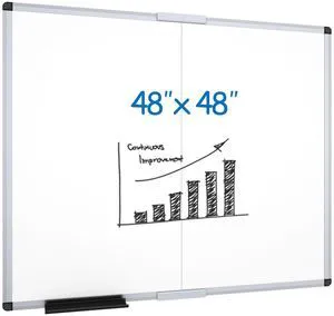 Large Magnetic Dry Erase Whiteboard, 48 x 48 Inches, Foldable Silver Aluminum Frame, 4' x 4' Wall-Mounted White Board with Marker Tray for School Office and Home Large Magnetic Dry Erase Whiteboard, 48 x 48 Inches, Foldable Silver Aluminum Frame, 4' x 4' Wall-Mounted White Board with Marker Tray for School Office and Home