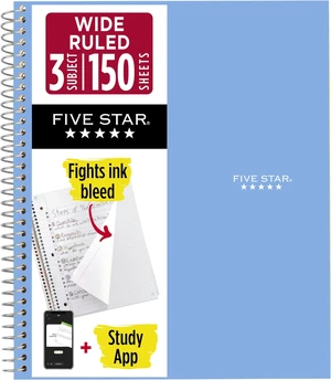 Spiral Notebook, 3 Subject, Wide Ruled | 8" x 10-1/2" | 150 Sheets | Water Resistant | Tidewater Blue | Pack of 6 Spiral Notebook, 3 Subject, Wide Ruled | 8" x 10-1/2" | 150 Sheets | Water Resistant | Tidewater Blue | Pack of 6