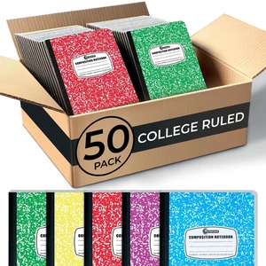 50 Pack Bulk Composition Notebooks, College Ruled, Bulk Notebooks Bulk School Supplies, 200 Pages (100 Sheets), 9-3/4 x 7-1/2, Bulk College Ruled Notebooks, Assorted Colors Marble Notebooks 50 Pack Bulk Composition Notebooks, College Ruled, Bulk Notebooks Bulk School Supplies, 200 Pages (100 Sheets), 9-3/4 x 7-1/2, Bulk College Ruled Notebooks, Assorted Colors Marble Notebooks