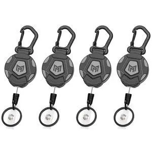 4-Pack Retractable Keychain, Heavy Duty Carabiner Badge Holder, Tactical ID Badge Reel with 31.5 Steel Retractable Cord, 8.0 oz 4-Pack Retractable Keychain, Heavy Duty Carabiner Badge Holder, Tactical ID Badge Reel with 31.5 Steel Retractable Cord, 8.0 oz