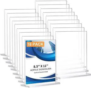 18 Pack Acrylic Sign Holder 8.5 x 11, Double-Sided Clear Sign Holder Plastic Stands for Display, T Shape Acrylic Table Sign Stands for Office Store Restaurants Wedding Party Decoration 18 Pack Acrylic Sign Holder 8.5 x 11, Double-Sided Clear Sign Holder Plastic Stands for Display, T Shape Acrylic Table Sign Stands for Office Store Restaurants Wedding Party Decoration