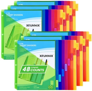 8-Tab Binder Dividers - Index Pockets Divider for 3 Ring Binders, 3-Hole Plastics Sheets Protectors for US Letter Size in 0.5'', 1'', 2'', 3 inch Binders, 8 Colors (XY004) (6 Packs) 8-Tab Binder Dividers - Index Pockets Divider for 3 Ring Binders, 3-Hole Plastics Sheets Protectors for US Letter Size in 0.5'', 1'', 2'', 3 inch Binders, 8 Colors (XY004) (6 Packs)