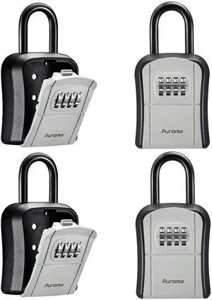 Key Lock Box Outdoor 4 Digit Code Combination Lockbox House, 4 Gray For Contractors Guest Realtor Storage Keys, Portable, Home Wall Mount, Resettable, Combination, Weatherproof, High-capacity Key Lock Box Outdoor 4 Digit Code Combination Lockbox House, 4 Gray For Contractors Guest Realtor Storage Keys, Portable, Home Wall Mount, Resettable, Combination, Weatherproof, High-capacity