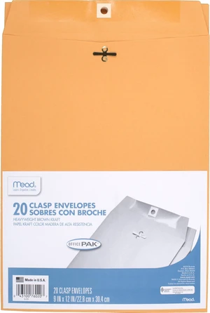 Envelopes, 9" x 12", Clasp Closure, Brown Kraft All-Purpose 24-lb Paper Mailing Envelopes, 20 Count (76020) (Pack of 12) Envelopes, 9" x 12", Clasp Closure, Brown Kraft All-Purpose 24-lb Paper Mailing Envelopes, 20 Count (76020) (Pack of 12)