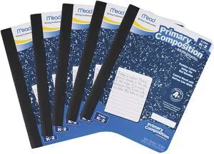 Composition Books/Notebooks, Primary, Grades K-2, Wide Ruled Paper, 100 Sheets, 5 Pack (72900) Composition Books/Notebooks, Primary, Grades K-2, Wide Ruled Paper, 100 Sheets, 5 Pack (72900)