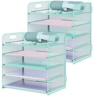 2 Pack Letter Tray Paper Organizer 5-Tier Desk Organizer File Organizer Paper Holder with Handle, Metal Desktop Document Shelf Tray Office Classroom Organization - Blue 2 Pack Letter Tray Paper Organizer 5-Tier Desk Organizer File Organizer Paper Holder with Handle, Metal Desktop Document Shelf Tray Office Classroom Organization - Blue