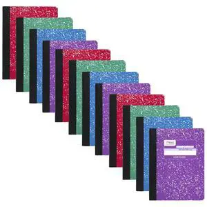 Composition Notebook, 12 Pack, Wide Ruled Paper, 7-1/2" x 9-3/4", 100 Sheets per Comp Book, Colors Will Vary (963759) Composition Notebook, 12 Pack, Wide Ruled Paper, 7-1/2" x 9-3/4", 100 Sheets per Comp Book, Colors Will Vary (963759)