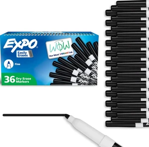 Dry Erase Markers, Low Odor Ink, Black, Fine Tip, 36 Count - Easily Erases, Ideal for Classroom, Home, Office, Back to School, Teacher Supplies Dry Erase Markers, Low Odor Ink, Black, Fine Tip, 36 Count - Easily Erases, Ideal for Classroom, Home, Office, Back to School, Teacher Supplies