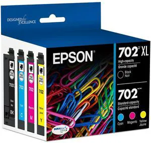 702 Genuine Ink Cartridge XL Black and Standard Color Combo Pack XL Black and Standard Capacity Color Cartridges for WorkForce Pro WF-3720 WF-3730 WF-3733 Inkjet Printers 702 Genuine Ink Cartridge XL Black and Standard Color Combo Pack XL Black and Standard Capacity Color Cartridges for WorkForce Pro WF-3720 WF-3730 WF-3733 Inkjet Printers