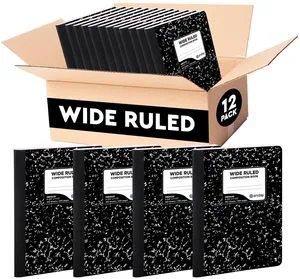 Marble Composition Notebook Wide Ruled (12 Pack) 100 Sheets Black Composition Notebook For Back to School, Home and Office Marble Composition Notebook Wide Ruled (12 Pack) 100 Sheets Black Composition Notebook For Back to School, Home and Office