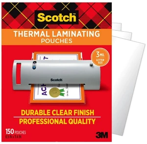 Thermal Laminating Pouches, Clear Fits Letter Sized (8.9 in. × 11.4 in.) Paper, 150 Pouches Thermal Laminating Pouches, Clear Fits Letter Sized (8.9 in. × 11.4 in.) Paper, 150 Pouches