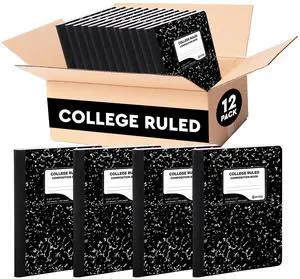 Composition Notebook Hard Cover Marble composition notebook, 100 Sheets, Composition Notebooks, White Paper Composition books, Black and white composition notebook. (12 Pack, College Ruled) Composition Notebook Hard Cover Marble composition notebook, 100 Sheets, Composition Notebooks, White Paper Composition books, Black and white composition notebook. (12 Pack, College Ruled)