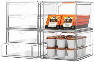 4-Pack Acrylic 6-Drawer Office & Makeup Storage Organizer,Desk Smooth-glide drawers, clear body, dustproof, wipe clean, for stationery, lipsticks, blush palettes, hair clips, sticky notes 4-Pack Acrylic 6-Drawer Office & Makeup Storage Organizer,Desk Smooth-glide drawers, clear body, dustproof, wipe clean, for stationery, lipsticks, blush palettes, hair clips, sticky notes