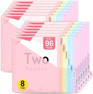 96 Count Binder Dividers with Two Pockets, 8 tab Dividers Binders Organizer, Binder Divider with Tabs for School Office and Home Organization, Multicolor, 12 Sets 96 Count Binder Dividers with Two Pockets, 8 tab Dividers Binders Organizer, Binder Divider with Tabs for School Office and Home Organization, Multicolor, 12 Sets