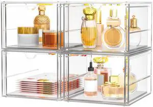 4-Pack 4-Drawer Acrylic Storage Organizer for Desk, Crafts,Vanity Smooth-glide drawers, clear body, dustproof, wipe clean, for paintbrushes, beads, sequins, googly eyes, embroidery floss 4-Pack 4-Drawer Acrylic Storage Organizer for Desk, Crafts,Vanity Smooth-glide drawers, clear body, dustproof, wipe clean, for paintbrushes, beads, sequins, googly eyes, embroidery floss