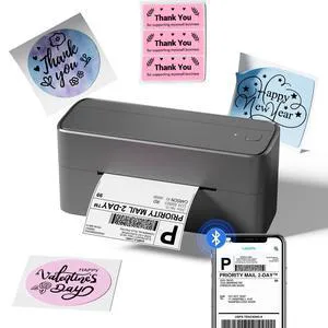 Bluetooth Shipping Label Printer, 241BT 4X6 Wireless Thermal Printer for Samll Business, Label Printers for Shipping Package, Compatible with iPhone, Android, Amazon, Shopify, UPSP, Gray Bluetooth Shipping Label Printer, 241BT 4X6 Wireless Thermal Printer for Samll Business, Label Printers for Shipping Package, Compatible with iPhone, Android, Amazon, Shopify, UPSP, Gray