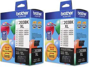 Genuine High Yield Black Ink Cartridges, LC2032PKS, Replacement Black Ink Two Pack, Includes 2 Cartridges of Black Ink, Page Yield Up to 550 Pages/Cartridge, LC203 (Pack of 2) Genuine High Yield Black Ink Cartridges, LC2032PKS, Replacement Black Ink Two Pack, Includes 2 Cartridges of Black Ink, Page Yield Up to 550 Pages/Cartridge, LC203 (Pack of 2)
