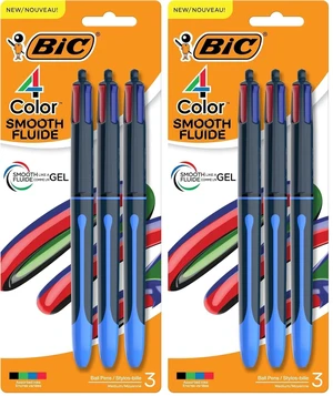 4 Color Smooth Retractable Ballpoint Pen, 1.0 mm Point for Smooth Ink Flow, in Assorted Ink Colors,3 Count (Pack of 2) 4 Color Smooth Retractable Ballpoint Pen, 1.0 mm Point for Smooth Ink Flow, in Assorted Ink Colors,3 Count (Pack of 2)