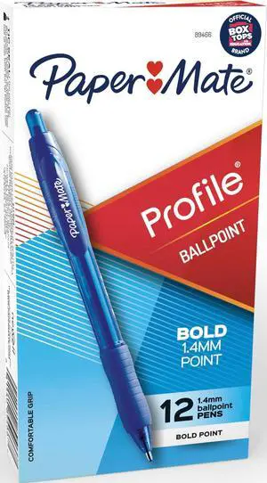 Profile Retractable Ballpoint Pens, Bold Point (1.4mm), Blue Ink, 12 Count - Writing, Office, Teacher Supplies Profile Retractable Ballpoint Pens, Bold Point (1.4mm), Blue Ink, 12 Count - Writing, Office, Teacher Supplies