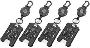 4-Pack Retractable Badge Holder, Heavy Duty Carabiner Keychain, Tactical ID Card Holder with 31.5" Retractable Badge Reel, Black 4-Pack Retractable Badge Holder, Heavy Duty Carabiner Keychain, Tactical ID Card Holder with 31.5" Retractable Badge Reel, Black