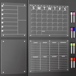 4Pcs Acrylic Magnetic Dry Erase Board Calendar for Fridge, Clear Monthly Weekly Daily Meal Menu Planner Whiteboard for Refrigerator, Notepad Memo White Board, w/ 8 Colors Markers, 15"x11" 4Pcs Acrylic Magnetic Dry Erase Board Calendar for Fridge, Clear Monthly Weekly Daily Meal Menu Planner Whiteboard for Refrigerator, Notepad Memo White Board, w/ 8 Colors Markers, 15"x11"