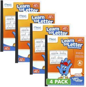 Learn to Letter Writing Tablet, Handwriting Practice Pad Grades PK-1, 10" x 8", Solid & Dotted Raised Ruling, 40 Sheets, 4 Pack (480018) Learn to Letter Writing Tablet, Handwriting Practice Pad Grades PK-1, 10" x 8", Solid & Dotted Raised Ruling, 40 Sheets, 4 Pack (480018)