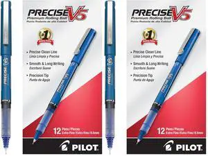 Precise V5 Rollerball Pens,Extra Fine Point 0.5 mm Blue Pens,Blue - Ideal for School,Journaling & Office Writing,(Pack of 24) Precise V5 Rollerball Pens,Extra Fine Point 0.5 mm Blue Pens,Blue - Ideal for School,Journaling & Office Writing,(Pack of 24)