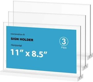 Acrylic Sign Holder 11x8.5 Inch 3 Pack Horizontal T Shape Double-Sided Desktop Display Holder. (Optional 8.5x11 8.5x5.5 5x7 Horizontal and Vertical) Acrylic Sign Holder 11x8.5 Inch 3 Pack Horizontal T Shape Double-Sided Desktop Display Holder. (Optional 8.5x11 8.5x5.5 5x7 Horizontal and Vertical)