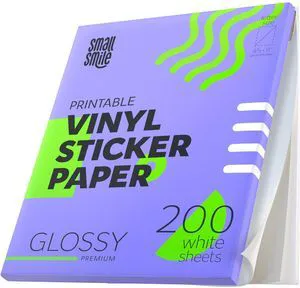 Premium Printable Vinyl Sticker Paper for Inkjet Printer and Laser - 200 White Glossy Sticker Paper Waterproof - Durability Adhesive Paper 8.5x11 (Shine Glossy, 200 Sheets) Premium Printable Vinyl Sticker Paper for Inkjet Printer and Laser - 200 White Glossy Sticker Paper Waterproof - Durability Adhesive Paper 8.5x11 (Shine Glossy, 200 Sheets)