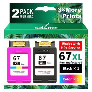 67XL Ink Cartridges Black/Color Combo Pack Replacement for HP Ink 67 HP67XL High Yield 67XL Ink Compatible with HP DeskJet 2755e 2855e 2700 2700e 4155e 2734e 2827e 4100e Envy 6055 6455e Printer 2PK 67XL Ink Cartridges Black/Color Combo Pack Replacement for HP Ink 67 HP67XL High Yield 67XL Ink Compatible with HP DeskJet 2755e 2855e 2700 2700e 4155e 2734e 2827e 4100e Envy 6055 6455e Printer 2PK