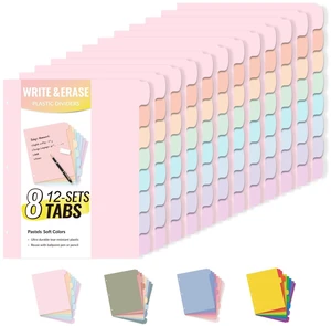 8 Tabs Plastic Write & Erase Binder Dividers with Tabs, 12 Sets Long-Lasting Dividers for 3 Ring Binder, Cute Pastels Binder Dividers Organizers for Student, Teacher, Office, Pastels Color 8 Tabs Plastic Write & Erase Binder Dividers with Tabs, 12 Sets Long-Lasting Dividers for 3 Ring Binder, Cute Pastels Binder Dividers Organizers for Student, Teacher, Office, Pastels Color