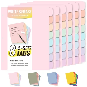 8 Tabs Plastic Write & Erase Binder Dividers with Tabs, 6 Sets Long-Lasting Dividers for 3 Ring Binder, Cute Pastels Binder Dividers Organizers for Student, Teacher, Office, Pastels Color 8 Tabs Plastic Write & Erase Binder Dividers with Tabs, 6 Sets Long-Lasting Dividers for 3 Ring Binder, Cute Pastels Binder Dividers Organizers for Student, Teacher, Office, Pastels Color
