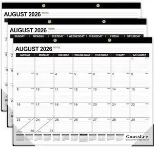 Large Desk Calendar 2026, 3 Packs, 19 Months from Jun. 2026 to Dec. 2027, 22" x 17" Desk/Wall Calendar Hanging Planner with Julian Date, Notes, Corner Protectors for School Home Office Large Desk Calendar 2026, 3 Packs, 19 Months from Jun. 2026 to Dec. 2027, 22" x 17" Desk/Wall Calendar Hanging Planner with Julian Date, Notes, Corner Protectors for School Home Office
