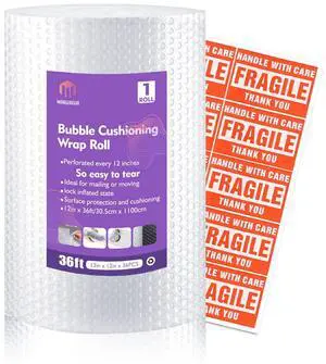 1 Roll 12" X 36' Perforated Nylon Bubble Packing Wrap for Moving Boxes Shipping Cushioning Supplies | Heavy Duty Fully-inflated Bubbles for Boxes, Shipping Cushioning Supplies, Perforated Every 12" 1 Roll 12" X 36' Perforated Nylon Bubble Packing Wrap for Moving Boxes Shipping Cushioning Supplies | Heavy Duty Fully-inflated Bubbles for Boxes, Shipping Cushioning Supplies, Perforated Every 12"