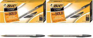 Cristal Xtra Bold Ballpoint Pens,Bold Point (1.6mm) For Vivid And Dramatic Lines,Black Ink,Perfect Ink Pens,24 Count (Pack of 2) Cristal Xtra Bold Ballpoint Pens,Bold Point (1.6mm) For Vivid And Dramatic Lines,Black Ink,Perfect Ink Pens,24 Count (Pack of 2)