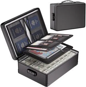 Fireproof Document Box with Lock - 12 Layers Heat Insulated, Black File Organizer Hard Case Safe Box with Fireproof Zipper, Home Safe Protects Important Documents, Passport, Cash Fireproof Document Box with Lock - 12 Layers Heat Insulated, Black File Organizer Hard Case Safe Box with Fireproof Zipper, Home Safe Protects Important Documents, Passport, Cash