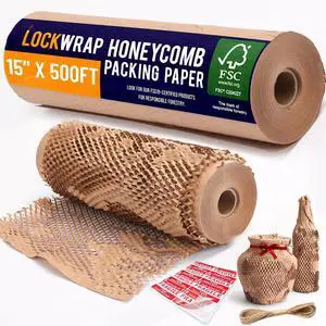 Honeycomb Packing Paper For Moving 15" x 500ft With Rope & Fragile Stickers Eco Friendly Shipping & Moving Paper Wrap For Packing Dishes | Bubble Wrap & Packing Materials Certified FSC C204227 Honeycomb Packing Paper For Moving 15" x 500ft With Rope & Fragile Stickers Eco Friendly Shipping & Moving Paper Wrap For Packing Dishes | Bubble Wrap & Packing Materials Certified FSC C204227