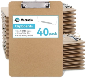Wood Clipboards 40 Pack, Letter Size Hardboard Clip Board 8.5x11 A4 Standard Size 9" x 12.5" for Classroom, Students, Office & School Supply Wood Clipboards 40 Pack, Letter Size Hardboard Clip Board 8.5x11 A4 Standard Size 9" x 12.5" for Classroom, Students, Office & School Supply