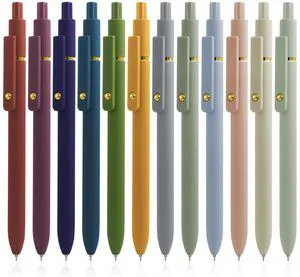 Gel Pens, 12 Pcs Black Ink Pens for Women, 0.5mm Fine Point Smooth Writing Pens, High-End Series Retractable Pens for Journaling Note Taking (12 Pcs Gold Morandi and Vintage) Gel Pens, 12 Pcs Black Ink Pens for Women, 0.5mm Fine Point Smooth Writing Pens, High-End Series Retractable Pens for Journaling Note Taking (12 Pcs Gold Morandi and Vintage)