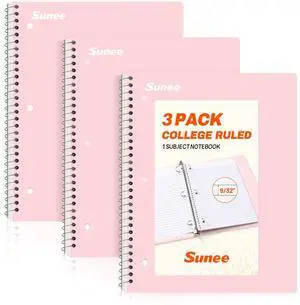 Spiral Notebooks, 3 Pack, 1-Subject, College Ruled Paper, 8" x 10-1/2", 70 Sheets per Notebook, Pink Spiral Notebooks, 3 Pack, 1-Subject, College Ruled Paper, 8" x 10-1/2", 70 Sheets per Notebook, Pink