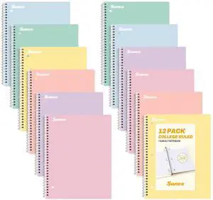 Spiral Notebooks, 12 Pack, 1-Subject, College Ruled Paper, 8" x 10-1/2", 70 Sheets per Notebook, Assorted Pastel Colors Spiral Notebooks for School Spiral Notebooks, 12 Pack, 1-Subject, College Ruled Paper, 8" x 10-1/2", 70 Sheets per Notebook, Assorted Pastel Colors Spiral Notebooks for School