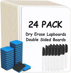 Double Sided Dry Erase Board, 9'' x 12'' Small White Board, 24 Pack Reusable Double Sided Surface, Easy to Write and Erase, Portable Small Learning Board, Includes 24 Markers and 24 Erasers Double Sided Dry Erase Board, 9'' x 12'' Small White Board, 24 Pack Reusable Double Sided Surface, Easy to Write and Erase, Portable Small Learning Board, Includes 24 Markers and 24 Erasers