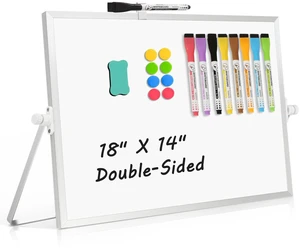 Double-Sided Magnetic White Board with Stand, 18" x 14" Dry Erase Board with Stand, Desktop Whiteboard Easel, Portable Small White board dry erase for Drawing, Office, Home Double-Sided Magnetic White Board with Stand, 18" x 14" Dry Erase Board with Stand, Desktop Whiteboard Easel, Portable Small White board dry erase for Drawing, Office, Home