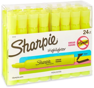Tank Style Highlighters, Chisel Tip, Fluorescent Yellow, 24 Count Tank Style Highlighters, Chisel Tip, Fluorescent Yellow, 24 Count
