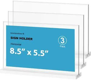 Acrylic Sign Holder 8.5x5.5 Inch 3 Pack Horizontal T Shape Double-Sided Desktop Display Holder. (Optional 8.5x11 8.5x5.5 5x7 Horizontal and Vertical) Acrylic Sign Holder 8.5x5.5 Inch 3 Pack Horizontal T Shape Double-Sided Desktop Display Holder. (Optional 8.5x11 8.5x5.5 5x7 Horizontal and Vertical)